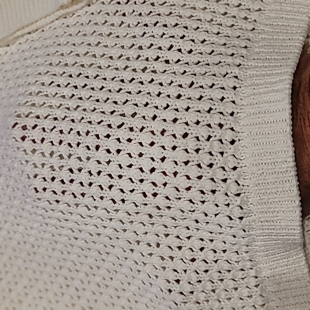Soft As A Grape Open Knit with Lace-Up Detail Sweater Warm White Medium - Picture 8 of 13